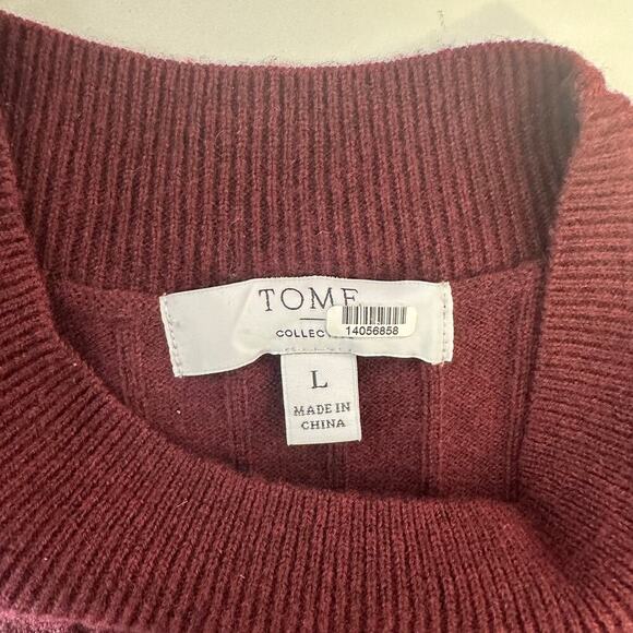 Tome Collective Short Sleeve Plum Ribbed Sweater Size L Merino Wool Blend - Picture 7 of 7